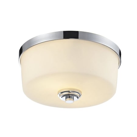 Z-Lite Lamina 2 Light Flush Mount, Chrome & Matte Opal 225F2